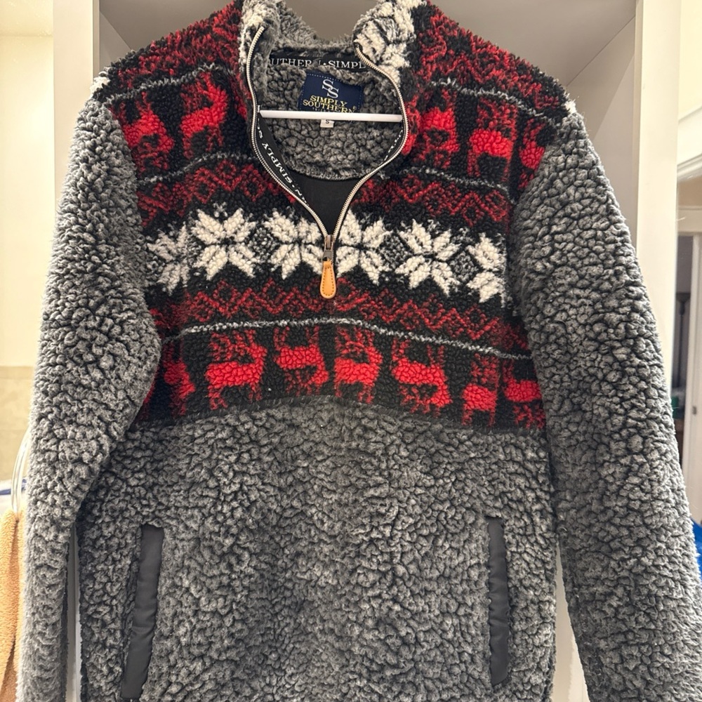Simply Southern Gray and Red Men's Sweater